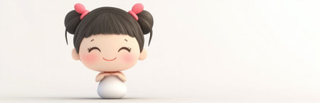 This adorable cartoon girl features a joyful expression and playful design, perfect for projects needing a touch of whimsy and cheerfulness.の素材