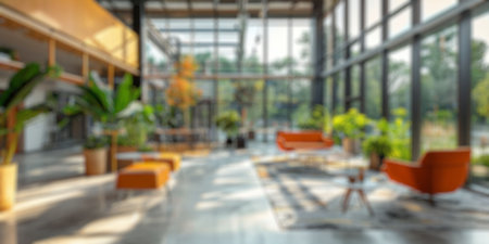 blur background of a modern office lobbyの素材