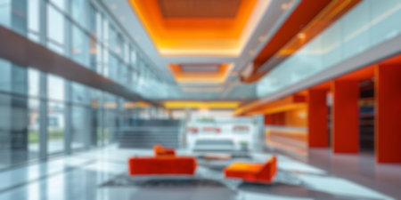 blur background of a modern office lobbyの素材