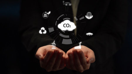 Net zero goals and CO2 reduction strategy driving sustainability, green energy integration, net zero...