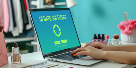 Software update on computer for brisk version of device software upgradeの素材
