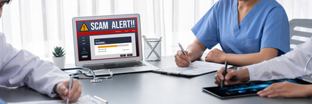 Cyber security software show alert of cyber attack for protection brisk. Danger from virus, phishing...