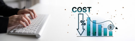 Cost reduction and cost saving through digital transformation, business cost optimization, operational cost reduction, financial saving, and resource efficiency strategies for business success.の写真素材