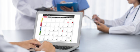 Calendar on computer software application for brisk schedule planning for personal organizer and...