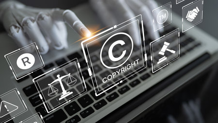 AI protects copyright with automated content verification, IP tracking tools, and digital publishing systems to ensure rights and prevent infringement. Artificial intelligence splineの写真素材