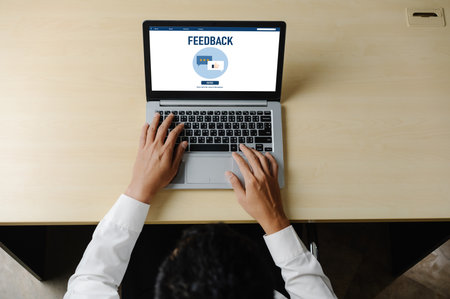 Customer feedback and review analysis by modish computer software for corporate businessの写真素材