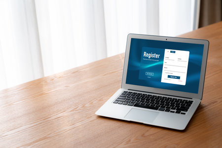 Online registration form for modish form filling on the internet websiteの写真素材
