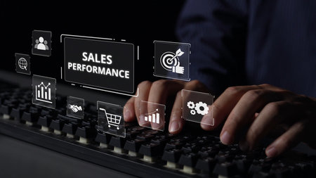 Digital sales performance dashboard showing sales performance metrics, performance trends, sales...