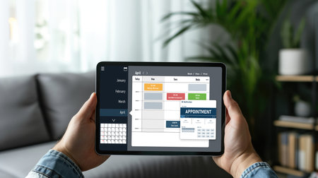 Online applointment booking calendar for brisk regristration on the internet websiteの素材