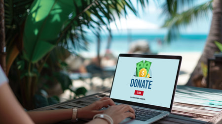 Online donation platform offer brisk money sending system for people to transfer on the internetの素材