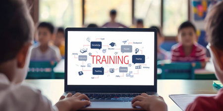 E-learning website with sofware for student to study online on the internet network briskの素材