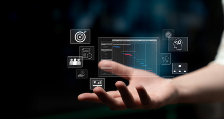 Project management dashboard showing timeline, tasks, milestones, and workflows for planning,...