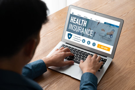 Health insurance web site modish registration system for easy form fillingの写真素材