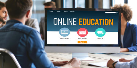 E-learning website with brisk sofware for student to study online on the internet networkの素材