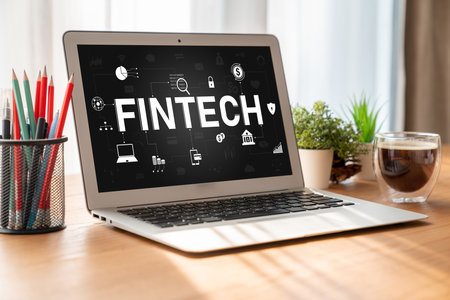 Fintech financial technology software for modish business to analyze marketing strategy