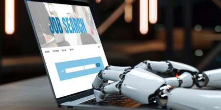 Online job search on brisk website for worker to search for job opportunities on the recruitment internet networkの素材