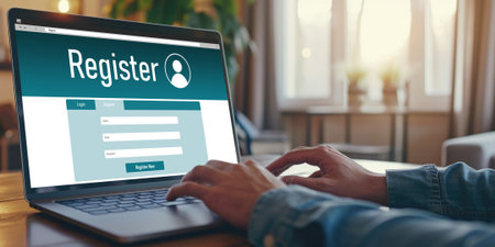 Online registration form for brisk form filling on the internet websiteの素材