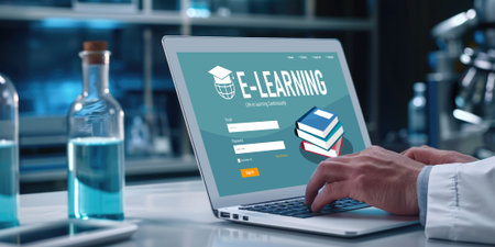 E-learning website with brisk sofware for student to study online on the internet networkの素材