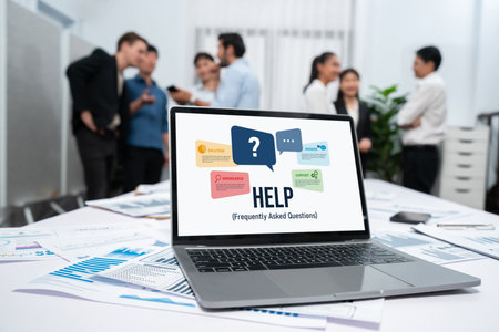 Help screen on the website provide answer to FAQ frequently asked question brisk with knowledge...