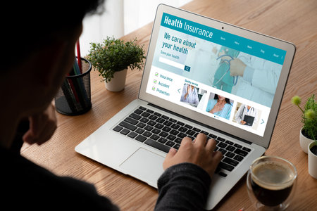 Health insurance web site modish registration system for easy form fillingの写真素材