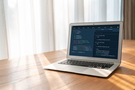 Software development programming on computer screen for modish application and program codingの写真素材