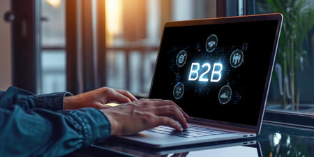 Business person navigates B2B landscape, harness technology to enhance business-to-business connections. Discover reshapes B2B interaction, driving innovation in business-to-businesses strategy. briskの素材