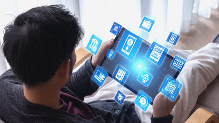 Online banking and digital banking innovation combining finance and technology, optimizing online...
