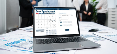 Online appointment booking calendar for registration on the internet websiteの写真素材