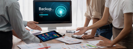 Backup Storage Data Internet Technology Business concept. Database storage cloud technology file...