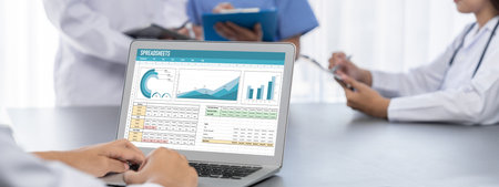 Spreadsheet document information financial startup concept. data and graphs in spreadsheet documents...