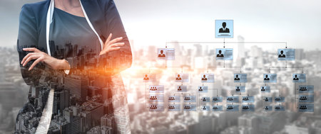 Corporate org chart and team structure show hierarchy, team, and structure for clear organization,...