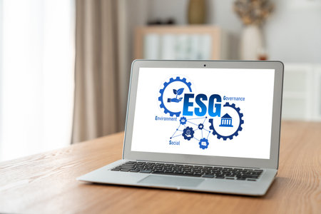 ESG environmental social governance policy for modish business to set a standard to achieve high ESG scoreの写真素材