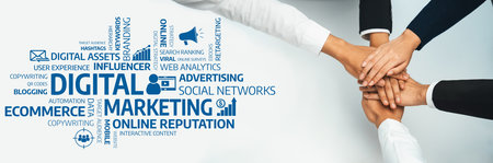 This image captures collaborative efforts in digital marketing, showcasing key concepts such as...
