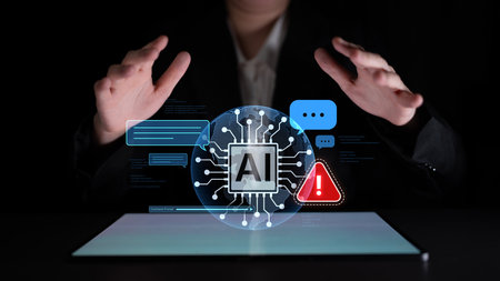 AI interface showing prompt error warning and system alert. AI prompt failure can lead to incorrect...