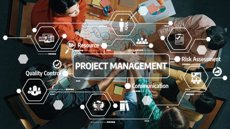 Collaborative Project Management Techniques with Diverse Team Engaging in Brainstorming and Strategy...