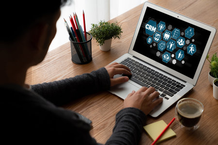 Customer relationship management system on modish computer for CRM business and enterprise