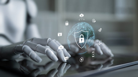 AI artificial intelligence strengthens cybersecurity with intelligent threat detection, virtual...