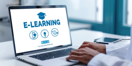 E-learning website with brisk sofware for student to study online on the internet networkの素材