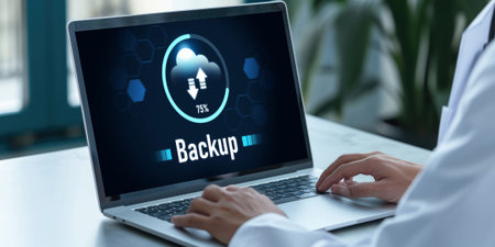 Backup Storage Data Internet Technology Business concept. Database storage cloud technology file data transfer sharing, cyber, big data information, internet banking application download upload briskの素材