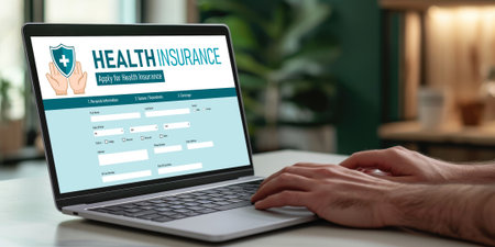 Health insurance web site brisk registration system for easy form fillingの素材