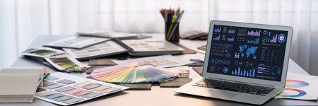 Business data dashboard provide business intelligence analytic for marketing strategy planning with...