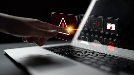 Cybersecurity threat focuses on cybersecurity, threat, and data breach with strong emphasis on system protection, data integrity, and security risksの写真素材