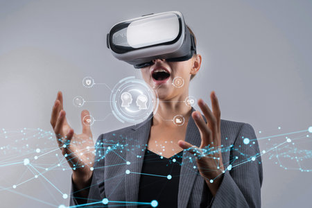 Human interact with AI artificial intelligence brain processor in concept of AI artificial...