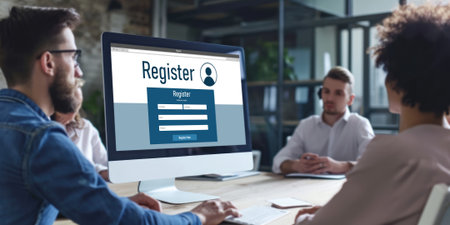 Online registration form for brisk form filling on the internet websiteの素材