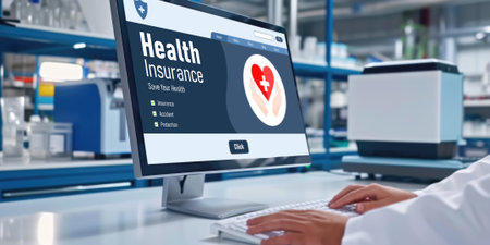 Health insurance web site brisk registration system for easy form fillingの素材