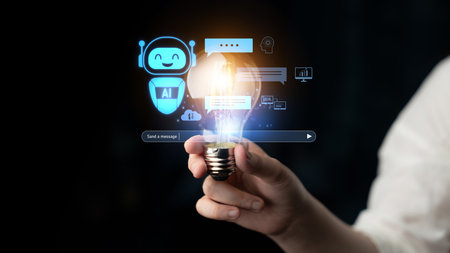 AI chatbot improves virtual assistant interaction. AI chatbot processes text, supports users, AI...