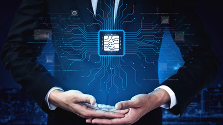 AI Assistant Brain Processor with LLM Technology, Big Data, Machine Learning, Generative AI for Business Support, Future Agentic AI Technology and Artificial Intelligence Prompt Engineering.の写真素材