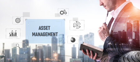 Asset management system showing investment planning, financial goal tracking, ROI analysis, and performance monitoring for efficient resource utilizationの写真素材