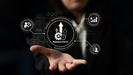 Productivity improvement in digital business, showing productivity tools, productivity tracking,...