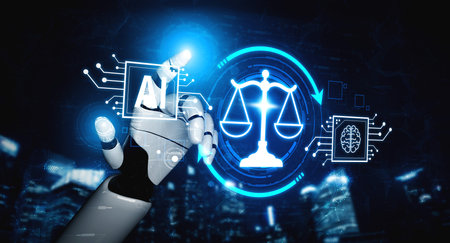 AI ethics ensures fairness, transparency, and responsibility in intelligent systems, guiding safe and trusted AI integration in society.の写真素材